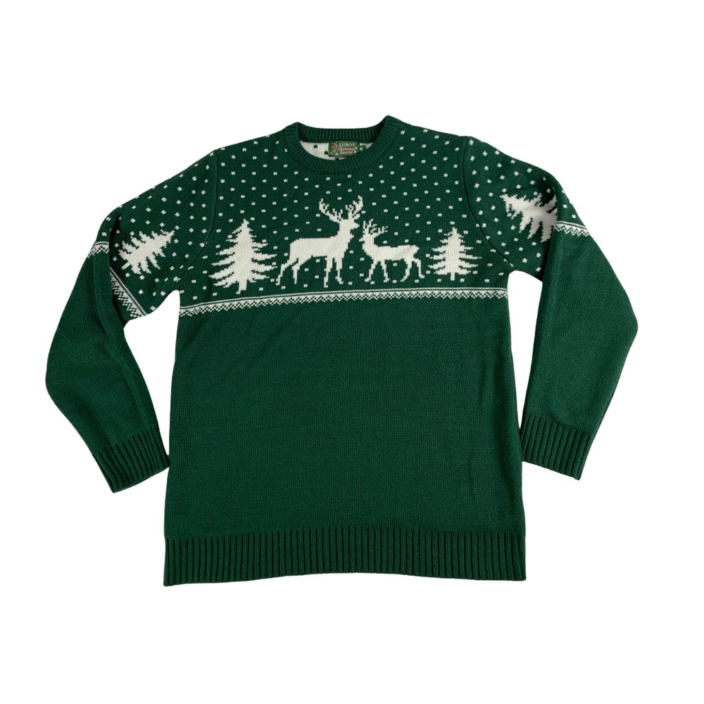Fair Isle Reindeer Christmas Knit Sweater Size M Festive Winter Cozy
